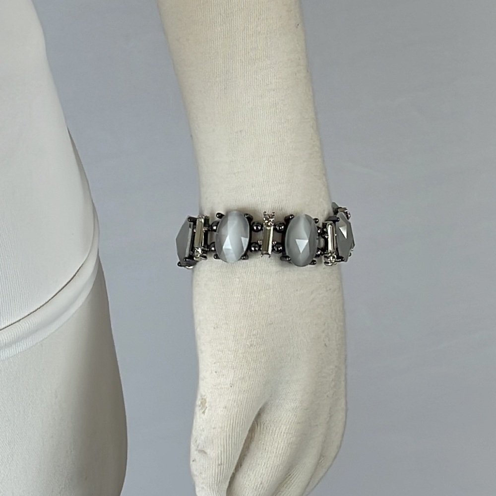 WHBM Smoky Grey Stone/Rhinestone Bars Bracelet - Picture 9 of 11